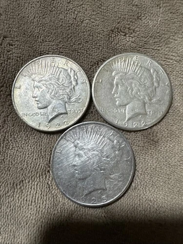 Lot Of Three Piece Dollars Silver Bullion 1925, 1922 And A 1922