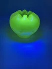 Vintage Fenton Yellow Uranium Vaseline Hand Blown Glass Vase Polka Dot Pattern