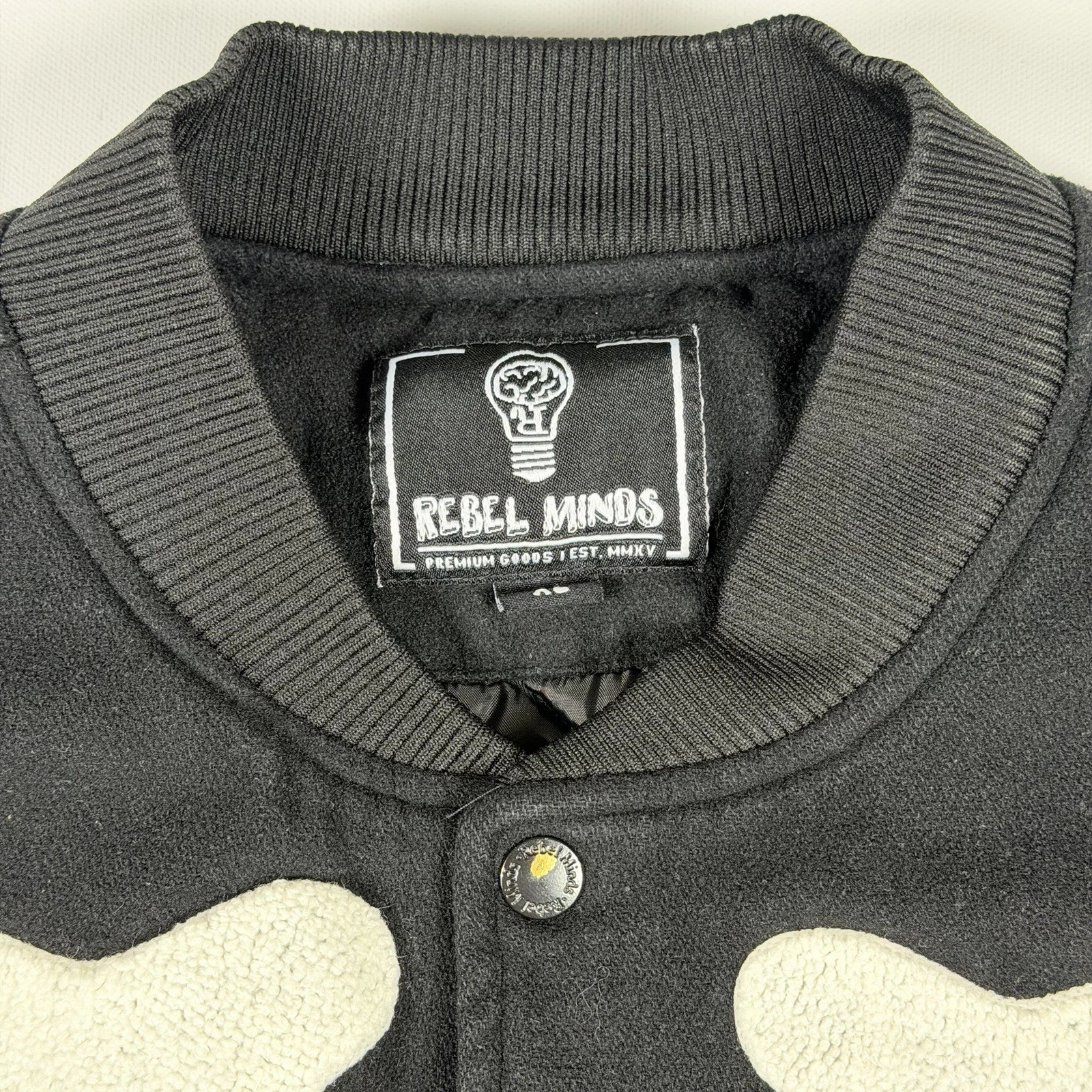 Rebel Minds Don't Kill My Vibe Skeleton Bones Melton Varsity Men Jacket XL - product detail image 5