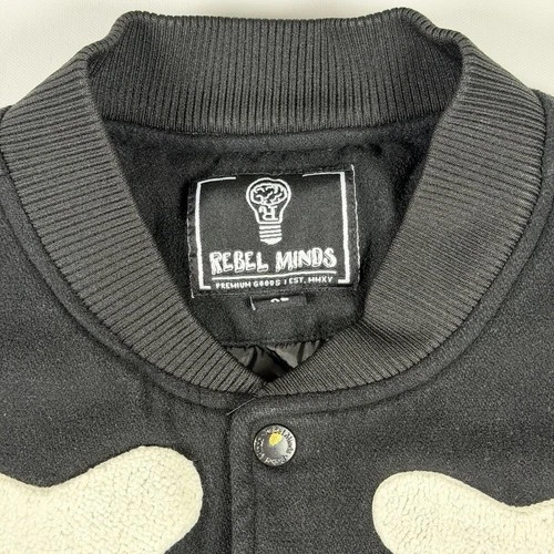 Rebel Minds Don't Kill My Vibe Skeleton Bones Melton Varsity Men Jacket XL image 5
