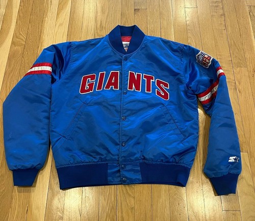 Vintage Starter New York Giants Jacket Satin Bomber Varsity Blue Sz M NFL 80s - Image 1