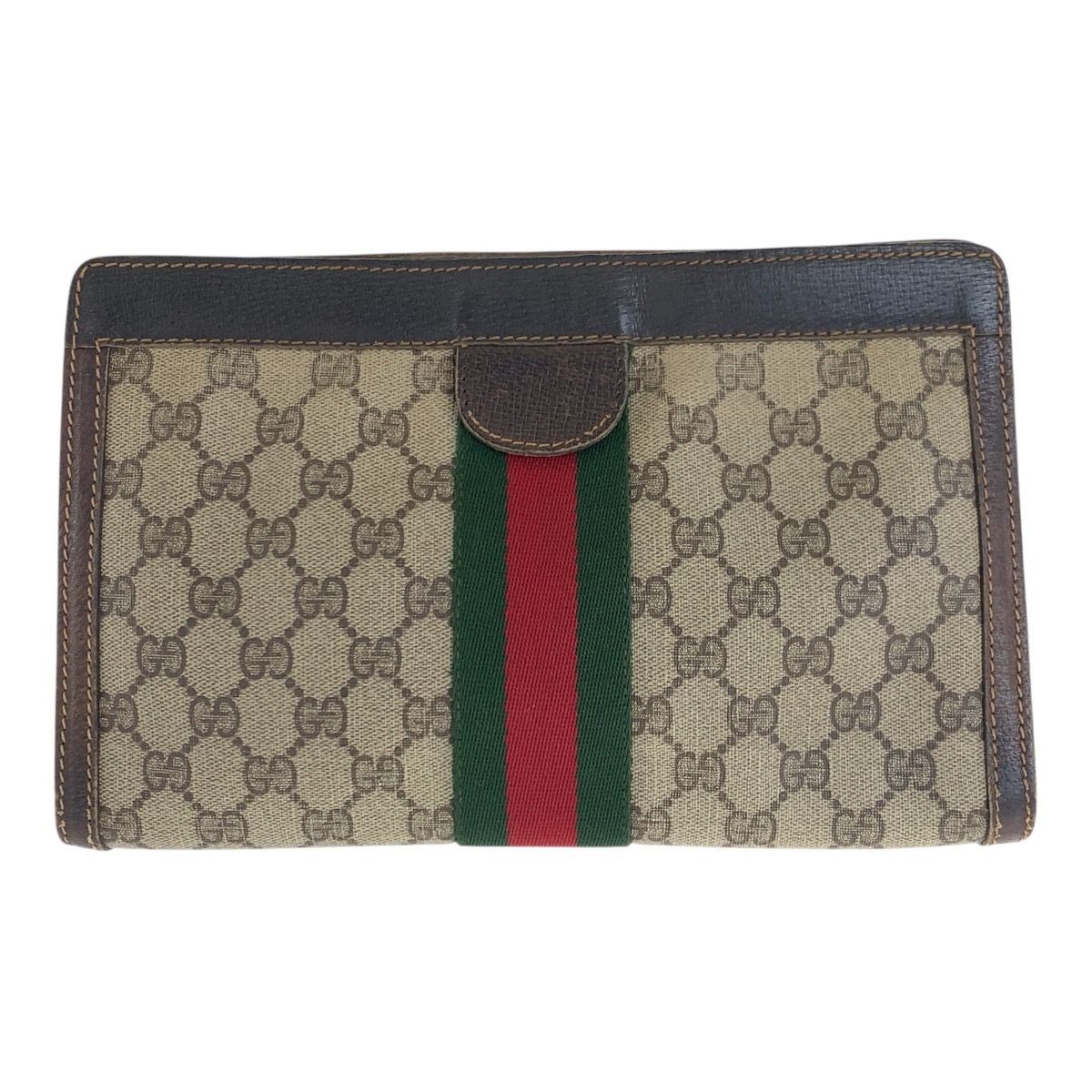 GUCCI Vintage Sherry Line Beige GG Supreme Canvas Clutch Bag for Women thumbnail 2