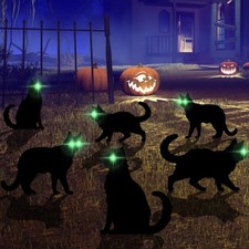 6Pcs Black Cat Halloween Decor Yard Signs with Set of 3,
