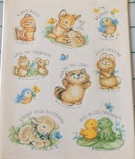 Vintage Hallmark Stickers Cute Animals God Religious 1 Sheet READ
