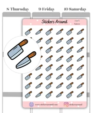 Cooking Knives Icon Planner Sticker, Cooking Sticker, Calendar & Journal Sticker