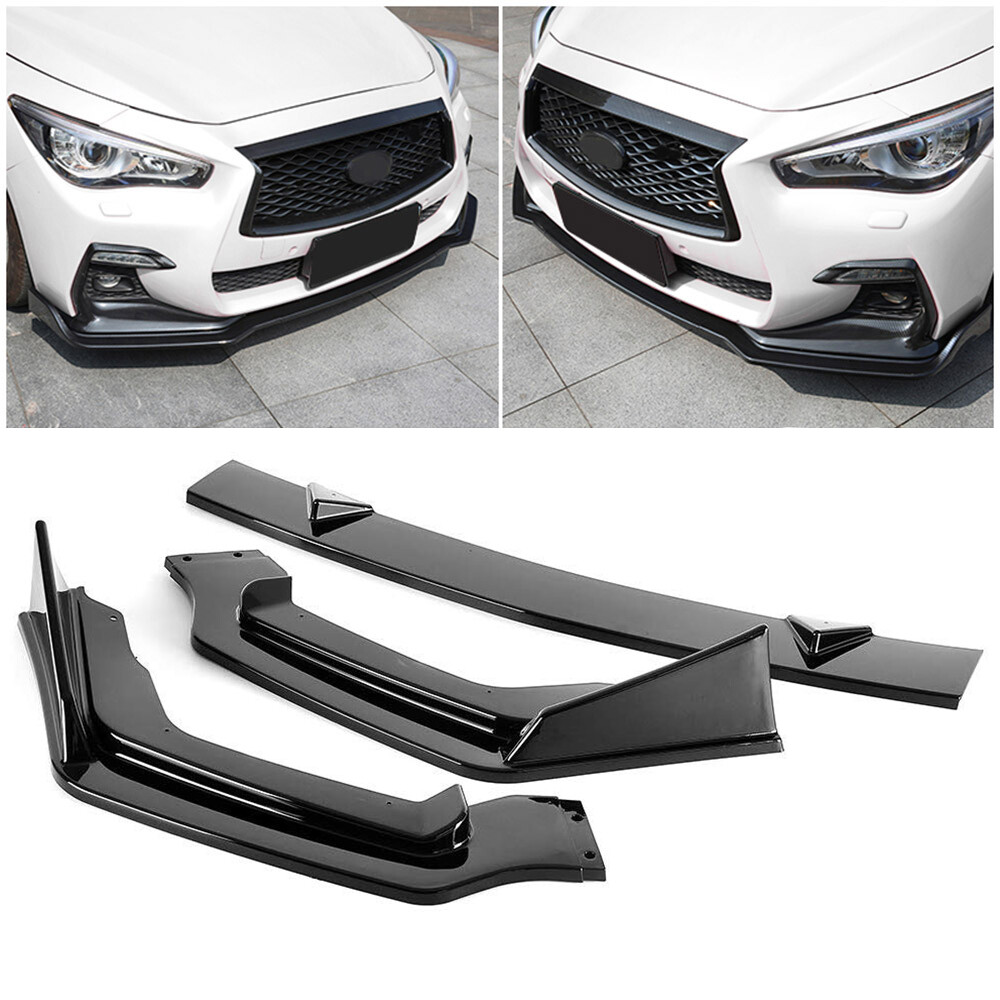 Front Bumper Lip Spoiler For 2014-2017 Infiniti Q50 Sport – Glossy Black, Direct Fit, Includes Hardware