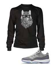 Wolf Tee Shirt to Match Air J11 Low Cool Grey Shoe Mens Graphic Pro Club Shaka