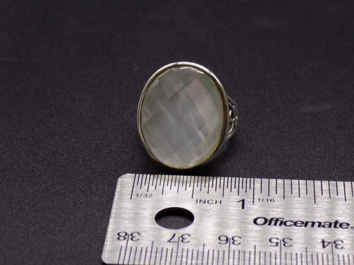 Vintage Whitney Kelly WK Ring Faceted Mother of Pearl 925 Sterling Silver Size 8 - Picture 12 of 16