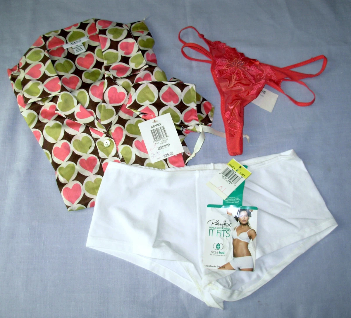 ALFANI Pajama Top Shirt sz M PLAYTEX Boyshort Panties Necessary