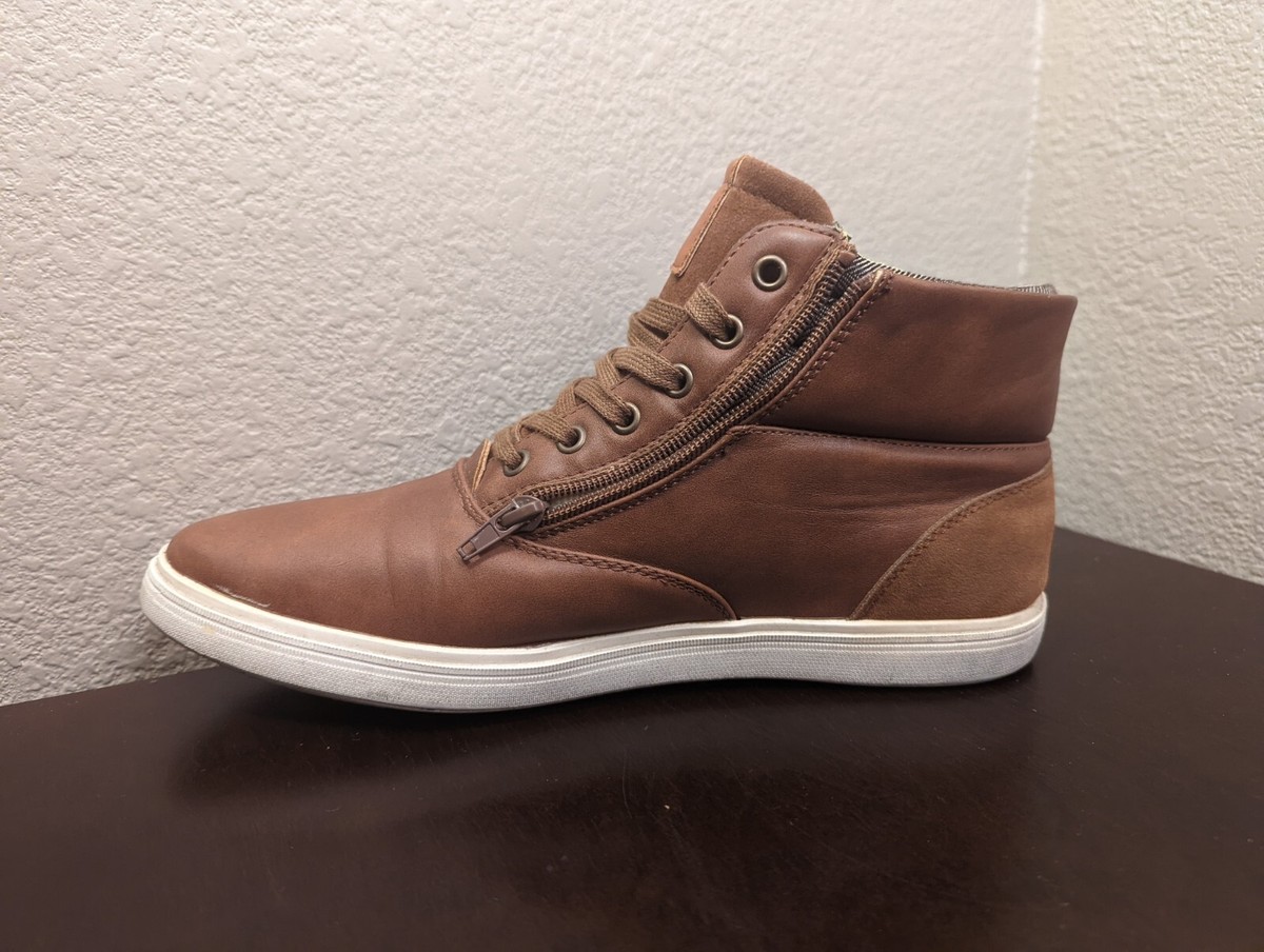 ARider Mens Boots Lace Up Leather Canvas Brown/Camo Men display picture 1