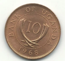 HIGH GRADE BU 1968 UGHANDA 10 CENTS-APR110