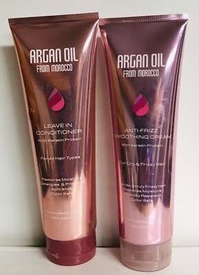 Anti-Frizz Smoothing Cream & Leave-in Conditioner w/ Argan Oil 13.5 fl oz Each