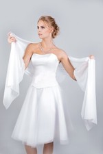 BRAUTSTOLA-SCHAL AUS CHIFFON CA. 230 X 35 CM in weiß oder creme (266)