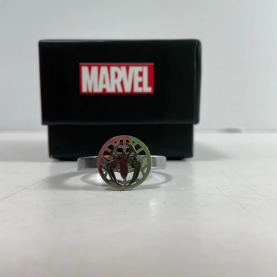 Anillo para mujer Marvel Comics Spider-Man plateado de latón talla 6 Foto 2 de 4
