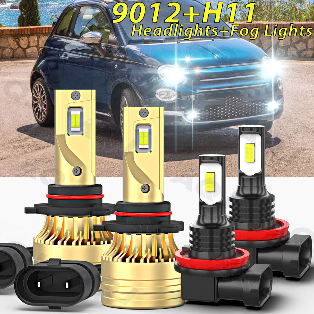 For Fiat 500 2012 -2019 Combo LED Headlight + Fog Light Lamp Bulbs Kit 6000K