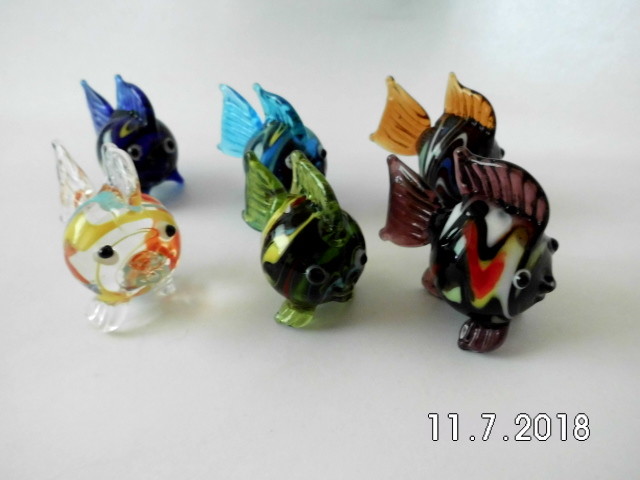 6 Fische aus Glas - Handarbeit - Glastier, Glasfigur, Fisch