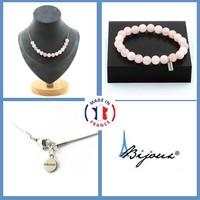 Schmuckset Armband Halskette 15 Perlen Rosenquarz 8 Mm. Kette In GrößE Per