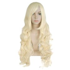 32" 80cm Long Hair Spiral Curly Cosplay Costume Wig Light Blonde