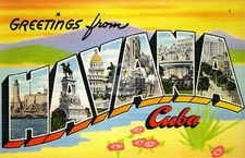 Large Letter Greetings from Havana, Cuba, Postcard Copy