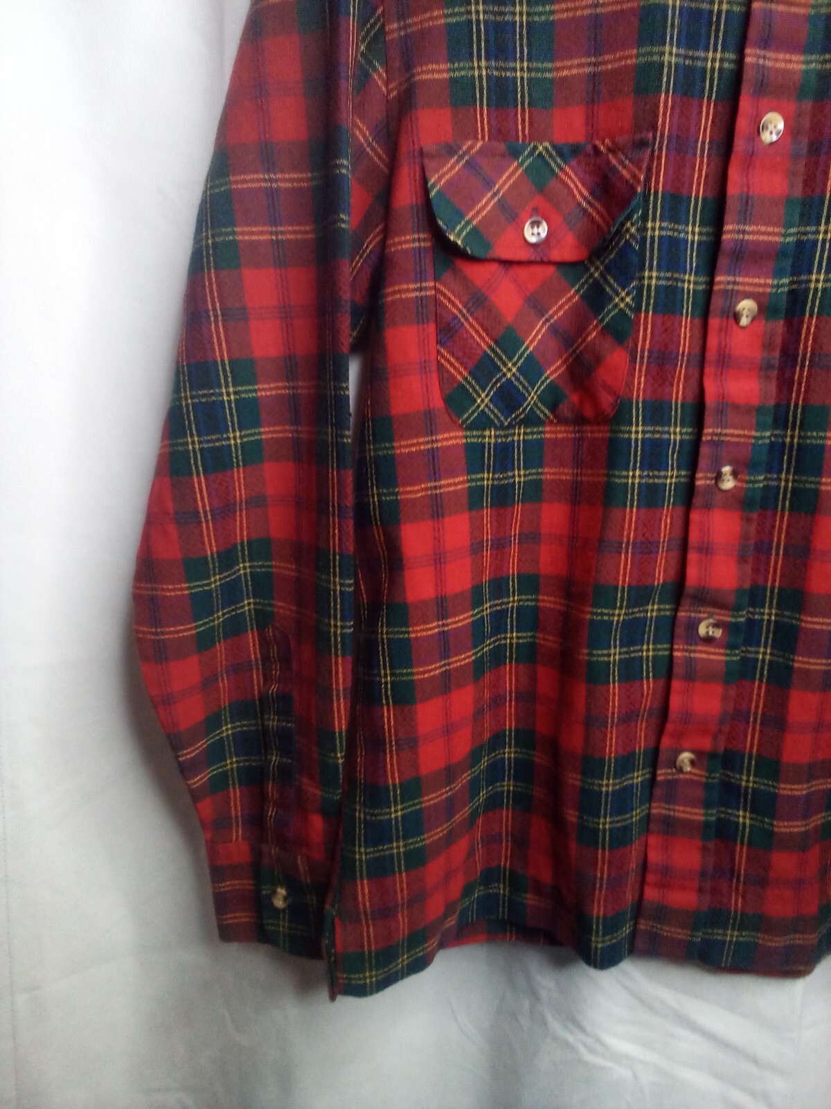 FILA Camicia abbottonata Adams Row M manica lunga misto lana a quadretti rosso verde