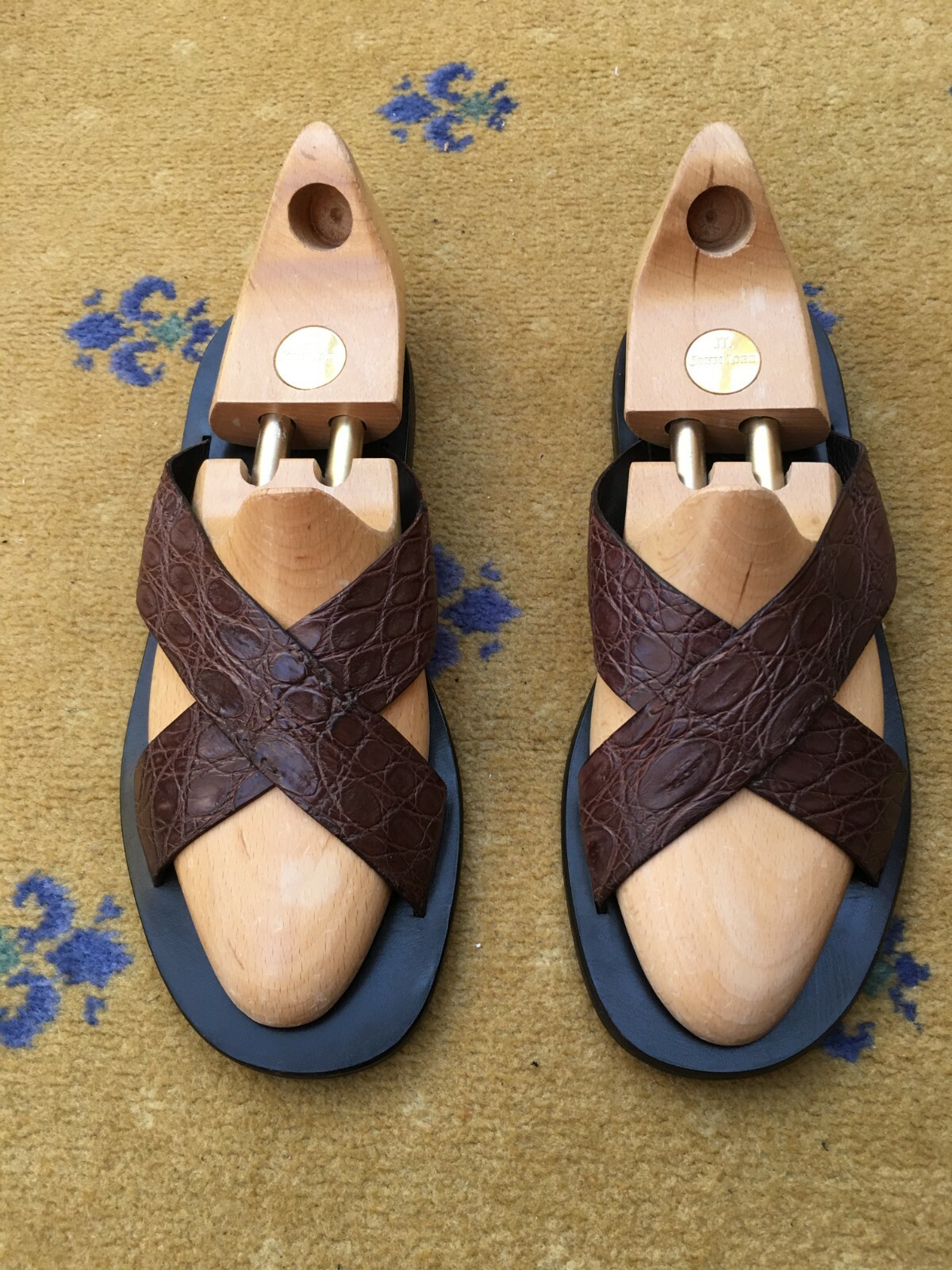 Prada Sandals Flip Flop Shoes Croc Leather brown Mens UK 8 US 9 EU 42