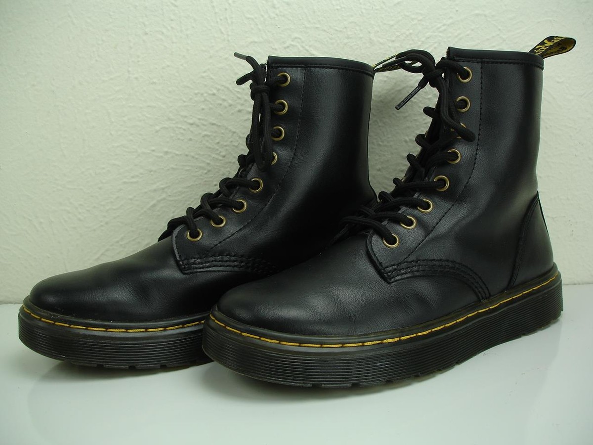 Doc Dr. Martens Zavala Black Leather Combat Boots Ankle Lace-Up