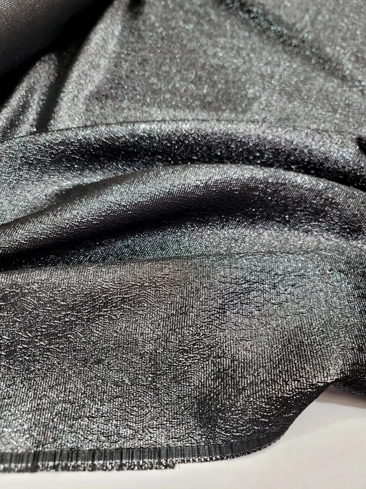 Fabric By The Yard Metallic Charcoal Brocade Embossed For Dress Prom Gown - Image 2 of 4