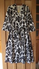 *SALE* Boden Jersey Kaftan Midi Dress Sz 12 Black Oriental Bird