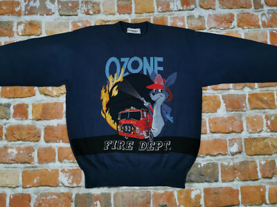 Iceberg Vintage Pullover Ozone Kangaroo Fire Dept. Fire Truck Size L Tip Top