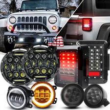 New 8pc For Jeep Jk Jku 07-18 7 Halo Led Headlights Tail Fog Turn Signal Lights