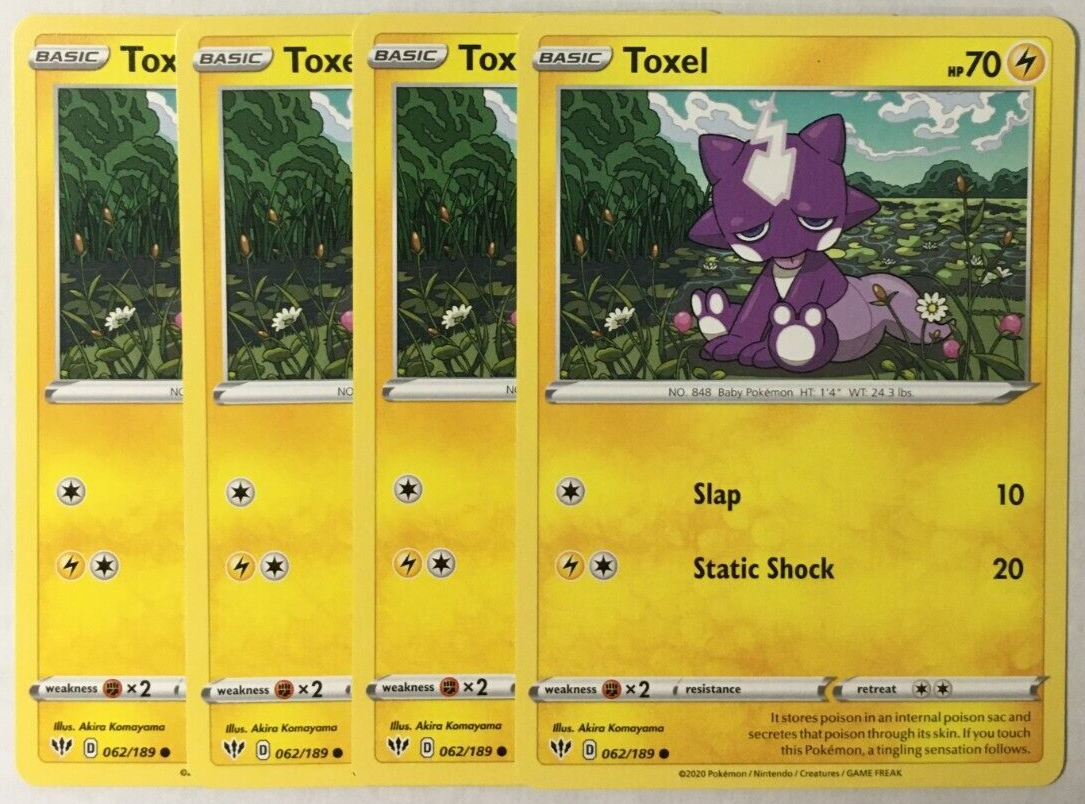 POKEMON 4X TOXEL 062/189 DARKNESS ABLAZE COMMON NEAR MINT-PLAYSET