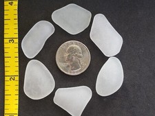 GENUINE PURE BEACH SEA GLASS SURF TUMBLED WHITE CLEAR SNOW FROSTED PENDANTS F6