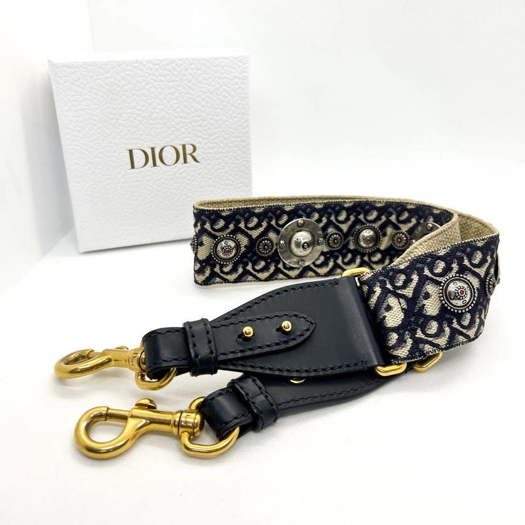 Christian Dior Bandoulière Médaillon Oblique Broderie Marine Authentique