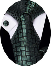 Paisley Tie Sets Floral Necktie Handkerchief Cufflinks Set Silk Woven Ties Busin