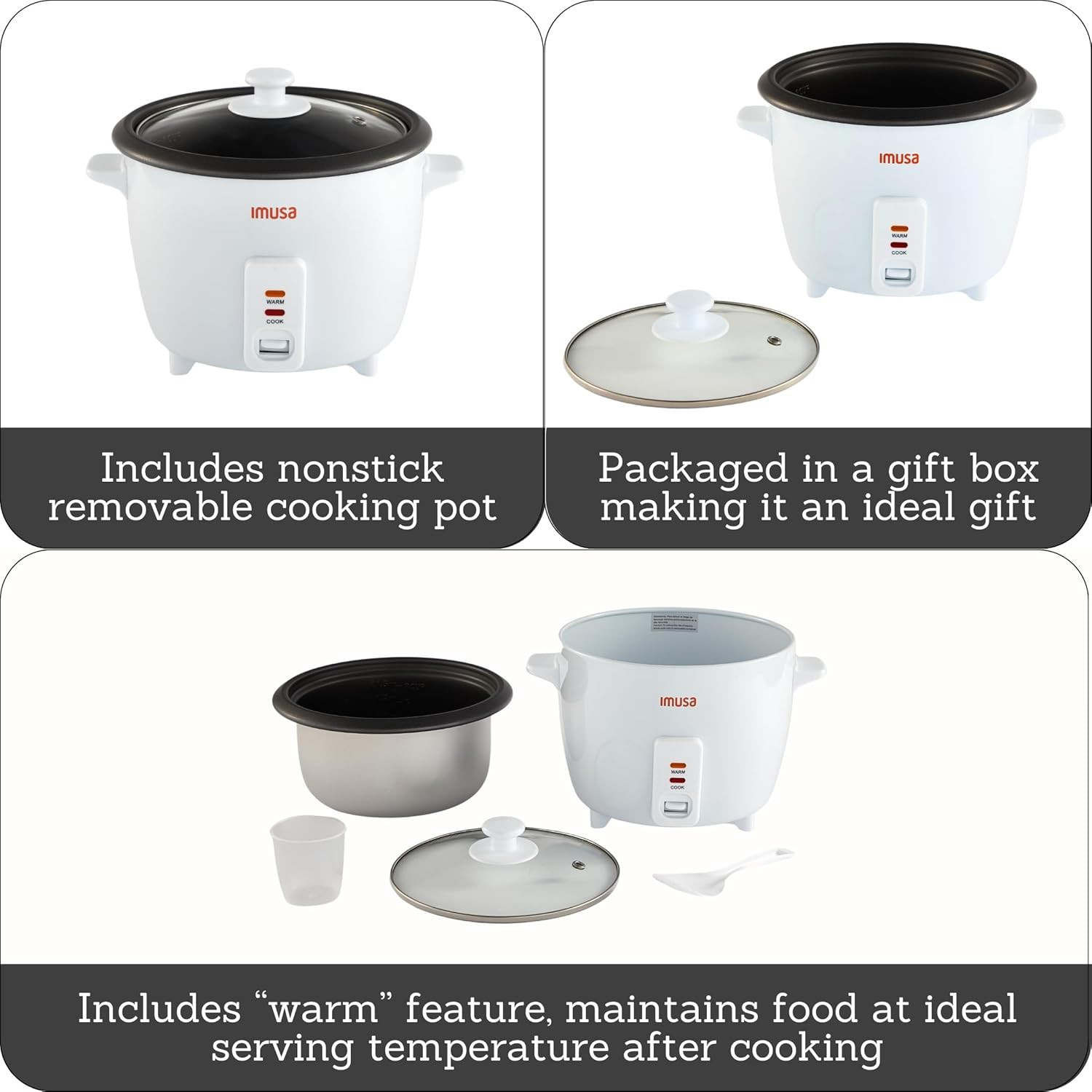 USA GAU-00012 Electric Nonstick Rice Cooker 5-Cup (Uncooked) 10-Cup (Cooked),...