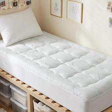 Bamboo Viscose Mattress Topper Twin Size, Ultra Soft Breathable Thick Pillow Top