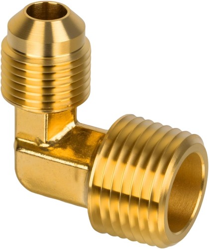 3/8" Male Flare to 1/2" NPT Male Brass 90 Degree Elbow Flare Fitting
