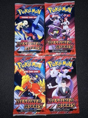 Pokemon: DESTINED RIVALS Booster Pack Art Set Bundle - Set of 4 New Sealed Packs