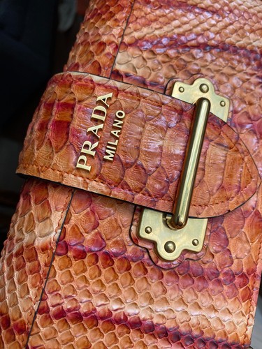 PRADA Exotic Python Leather Sunset Orange Crossbody - True Collector's Piece!