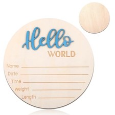 Wooden Baby Announcement Sign, Newborn Birth Stat Plaque for Hospitals, Homes
