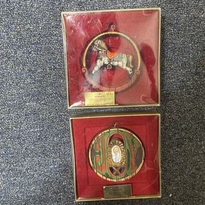 2 Vintage 70s Nostalgia Hallmark Christmas Ornaments-Round-Joy Twirl Abouts