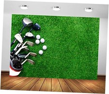 10x8ft Fabric Golf Backdrop - Green Grass Golf Ball  Club 10x8FT A13963