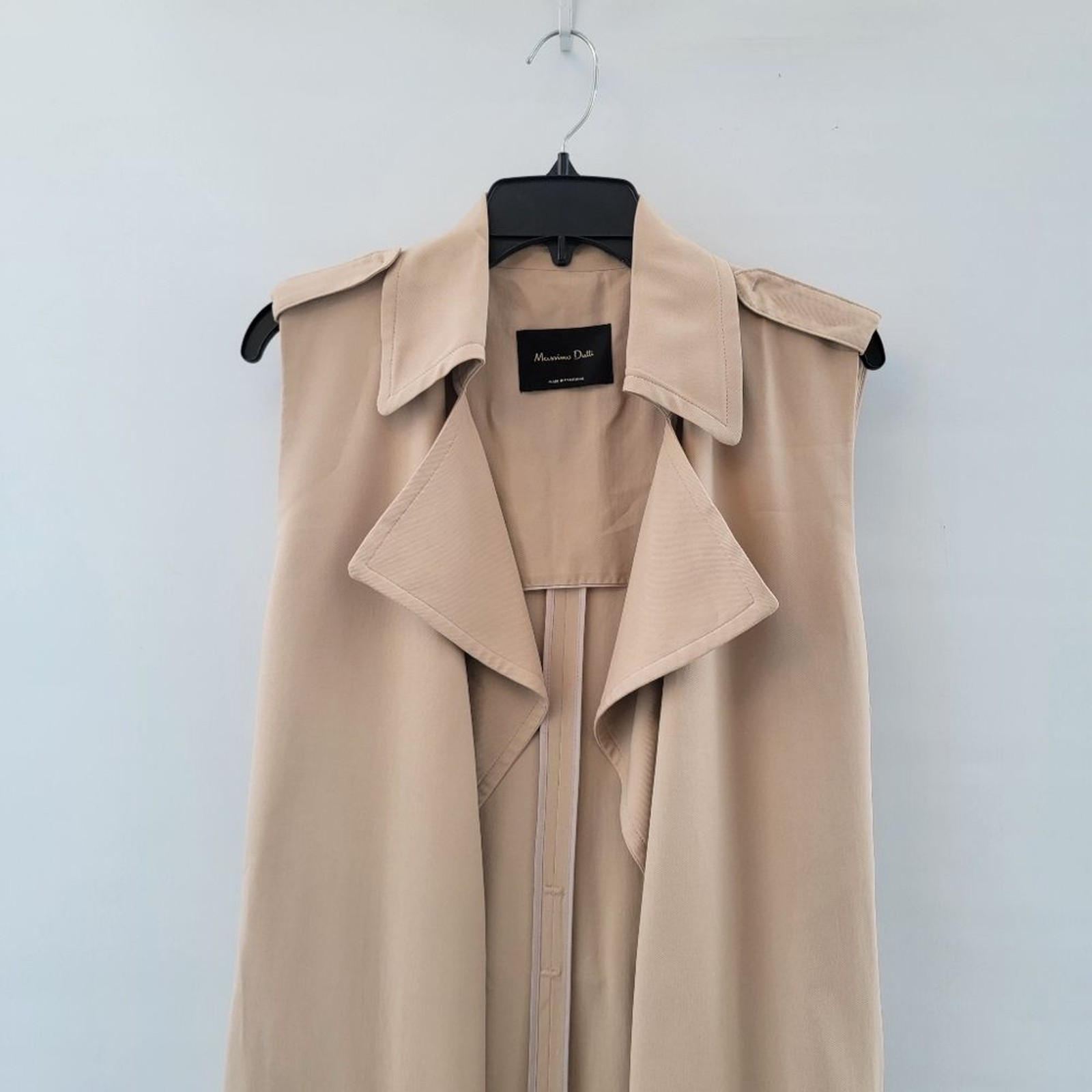 Massimo Dutti Neutral Beige Sleeveless Trench Vest Size Large Minimalist Viscose thumbnail 10