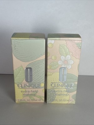 Unopened Vintage 2ct. Clinique Extra-Help Makeup 1.25 fl oz 04 Beige Glow RARE