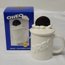 RARE 1998 OREO covered mug by copco New in Box Milk & Cookies nabisco glass 