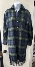 Polo Ralph Lauren Women’s thick Plaid Flannel Cotton Button-Up fringe dress