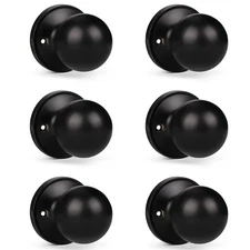 6 Pack Matte Black Dummy Door Knobs Round Interior Door Knobs Modern Black Do