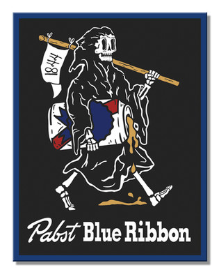 Pabst Blue Ribbon Reaper Beer Tin Metal Sign Man Cave Garage Bar Decor 12.5 X 16