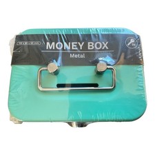 Pequeña caja de dinero de metal acuático mini caja de seguridad, banco de dinero, ranura para monedas