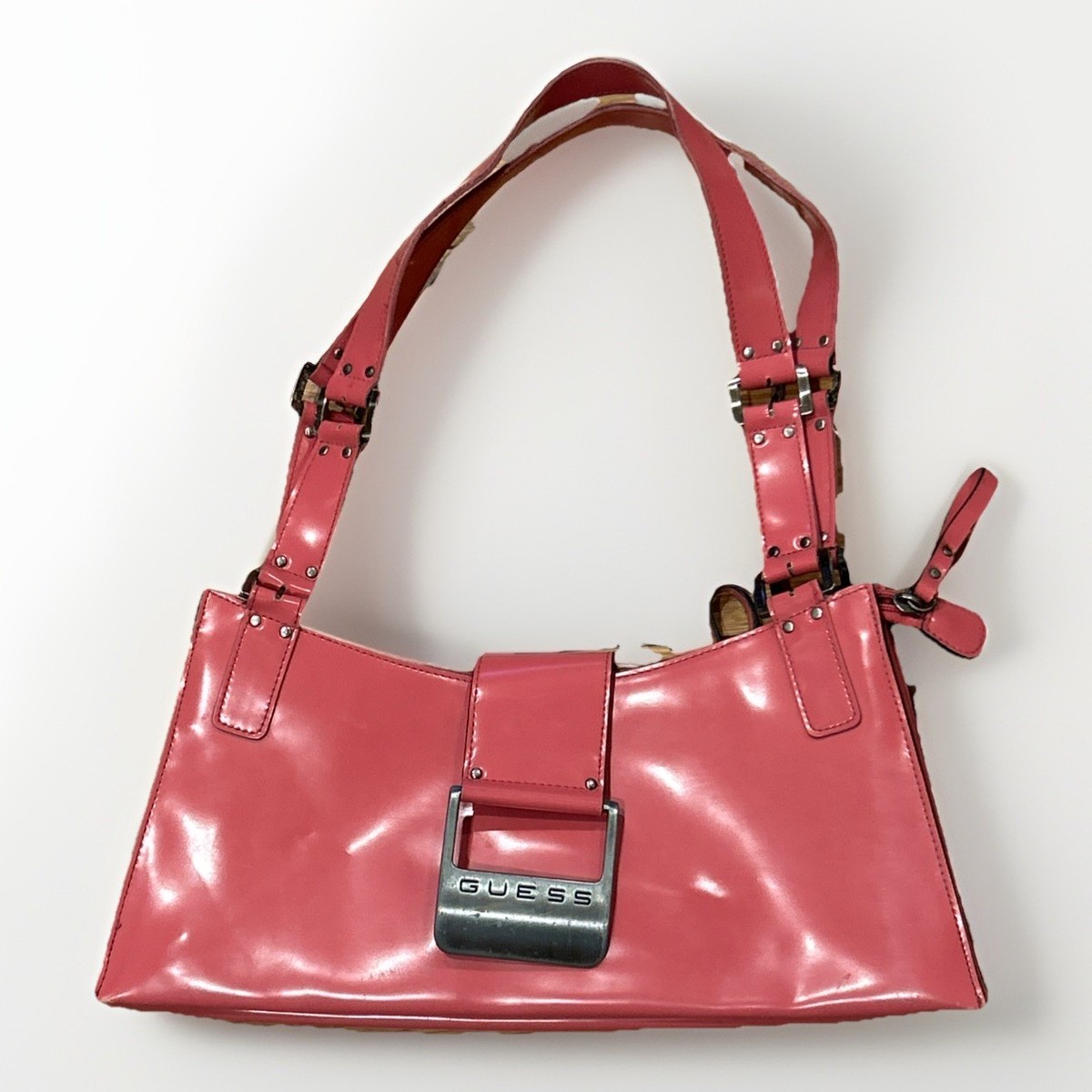 Vintage 90s - Y2K Guess Pink Patent Finish Shoulder Bag Guess 